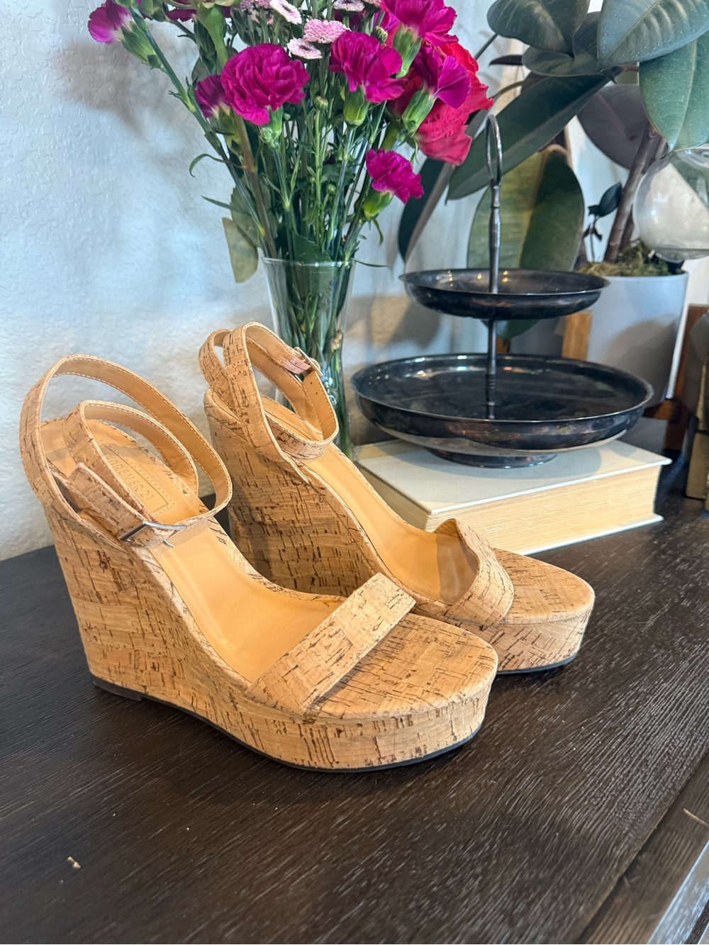 Forever 21 Cork Platform Wedge Sandals - Tan
